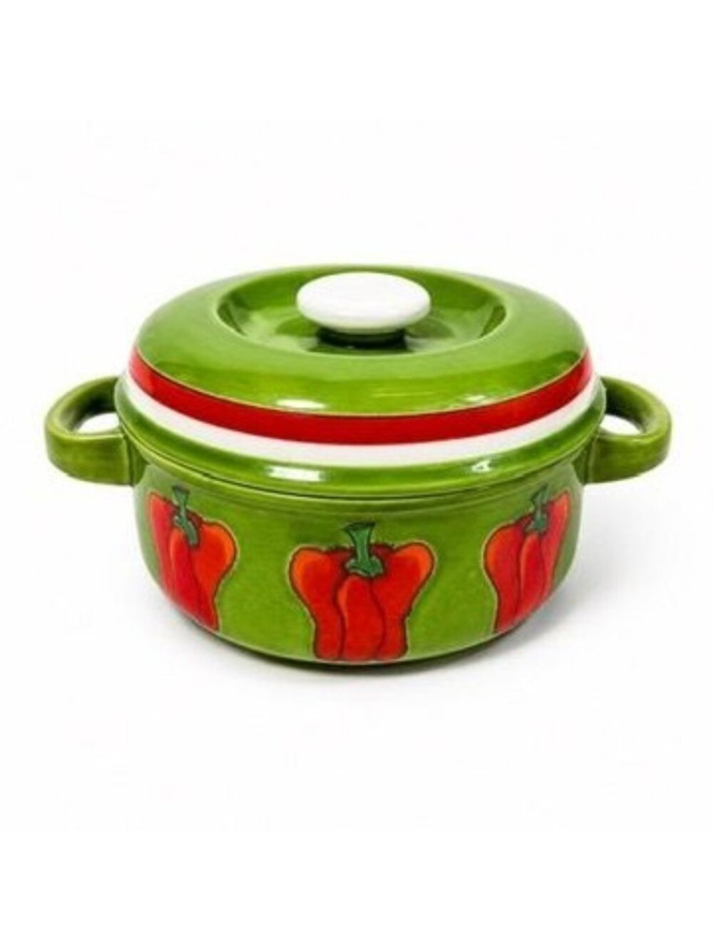 Covered Casserole Georges Briard La Salade Green Porcelain Red Peppers Decorativ